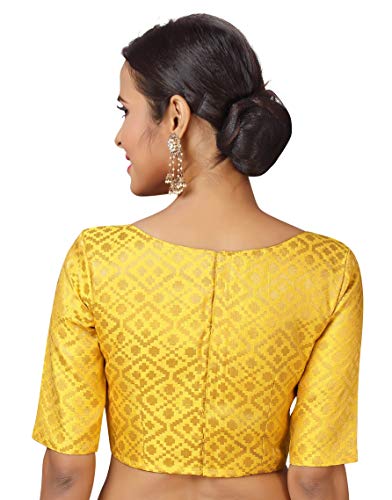 Image of Studio Shringaar Women's Readymade Brocade Elbow Length Sleeves Saree Blouse