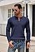 COOFANDY Men's Henley Knit Sweater Long Sleeve Button Pullover Sweater Casual Waffle Texture Fashion Henley Sweater Navy Blue
