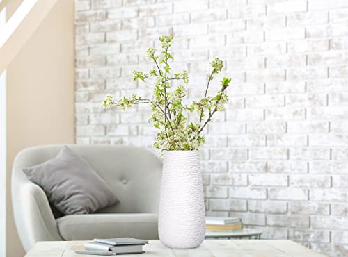D'vine Dev 10 Inch Modern White Ceramic Vase, Oval-Shaped, Textured Flower Vase With Design Box Packaged, Vs-Tw-10T #TOP4