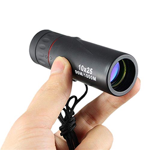 Telescopio monocular portátil 10x25 Profesional con Enfoque de película Verde, catalejo de Bolsillo para Turismo, Color Negro