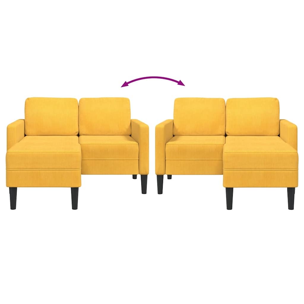 vidaXL Divano 2 Posti con Chaise Longue a L Giallo Chiaro 125 cm Lino, Divano a 2 posti Camera da Letto, divanetto, Divano a Due posti