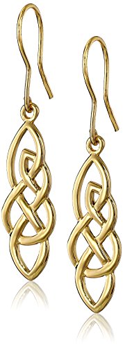 Amazon Collection Gold Plated Sterling Silver Elongated Celtic Knot Drop Earrings