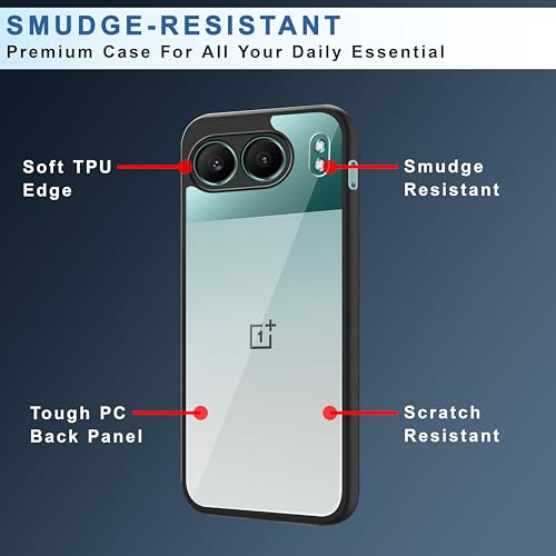 Image of CEDO Backcover for OnePlus Nord 4 (5G) | Camera Protection Bump Shockproof Edge | Ultra Hybrid Transparent Acrylic Clear TPU+PC Hard Backcase Cover (Black)