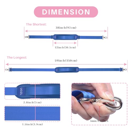 Image of 59 Inch Shoulder Straps, Soft with Ultra-Thick Fixed Shoulder Pad, Two Way Independently Adjustable Buckle Replacement Straps for Laptop Bag Messenger Bag Tool Bag Luggage,Blue