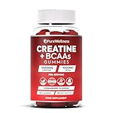 PureWellness Creatine and BCAA Gummies - 5000mg Creatine Monohydrate, 1000mg BCAAs per Serving - Chewable Vegan Sugar Free Gummies, Strawberry Flavour (1 Month Supply)