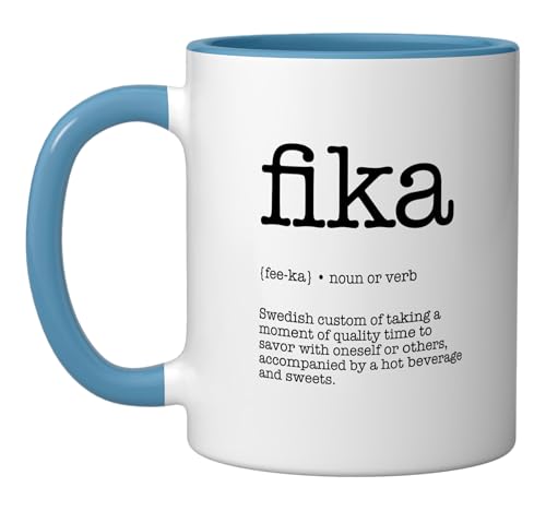 Taza de cerámica con cita escandinava Fika 11 oz miniatura 1