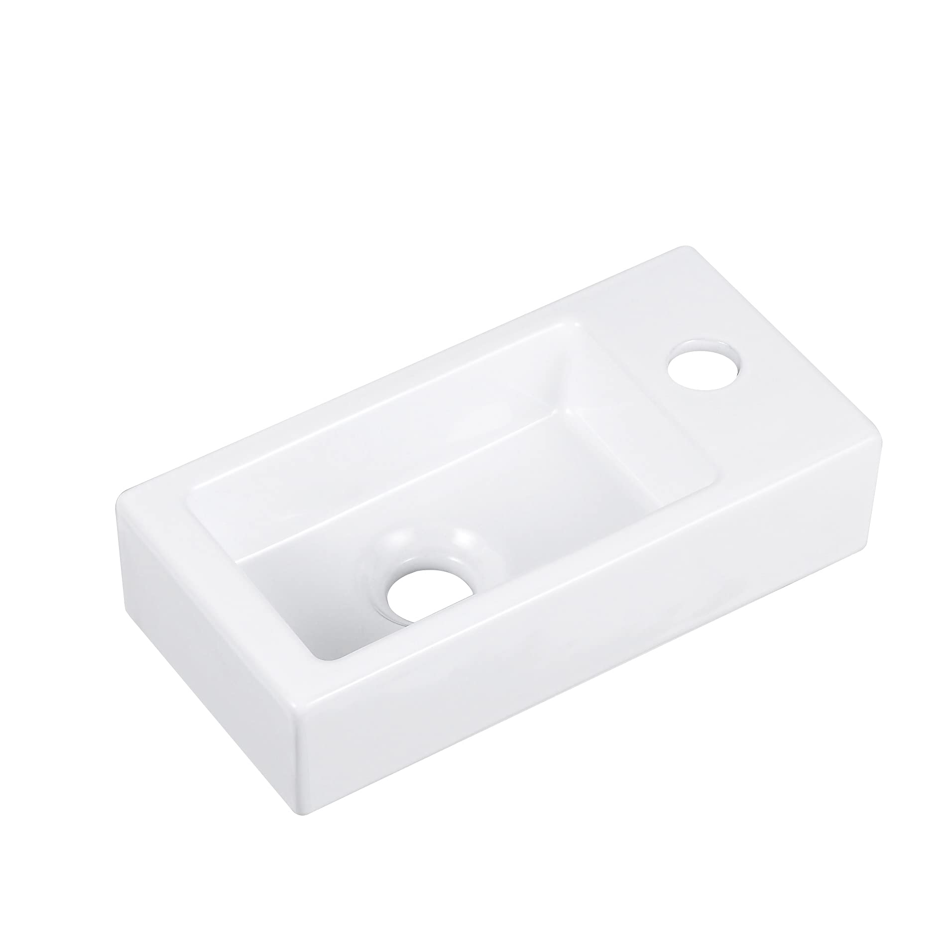DeerValley DV-1V081R Lavabo suspendu en céramique pour salle de bain, rectangulaire blanc (A droite)