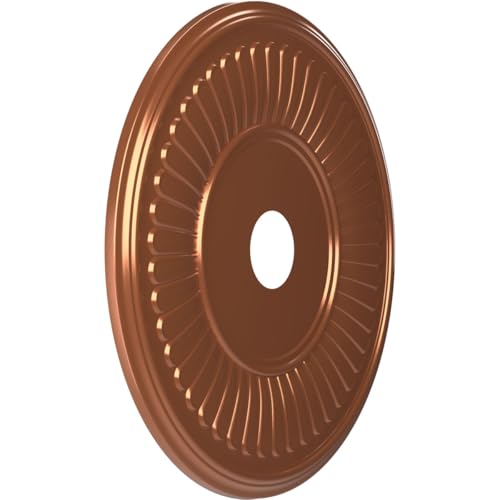 Image of Ekena Millwork CMP22BEBCO Berkshire Thermoformed PVC Ceiling Medallion (Fits Canopies up to 10 1 /8 inch), 22 inchOD x 3 1 /2 inchID x 1 inchP, Bright Coat Copper