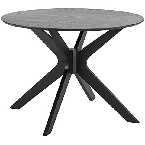 AC Design Furniture Dining Table, Oak Birch, Black, B: 105 x H: 75 x T: 105 cm Cover
