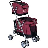 Duo - Silla de paseo con 2 niveles para perros, color rojo