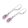 Dazzlingrock Collection 7x5mm Pear Lab Created Pink Sapphire & Round White Diamond Classic Halo Swirl Lever Back Dangle Earrings for Women in 925 Sterling Silver - Image 5