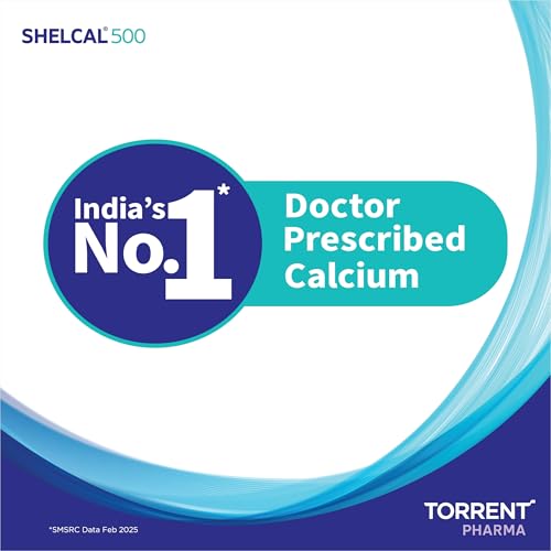 Image of Torrent Shelcal 500 Calcium Tablets With Vitamin D3, 60 Tablets 15 Tablets X Pack Of 4, Healthy And Strong Bone, Joint & Muscles, India's No.1 Doctor's Prescribed Calcium Supplement