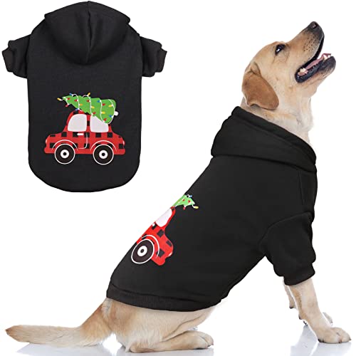 Christmas Dog Hoodie Dog Sweater Red Buffalo Plaid Dog Clothes Warm Soft Breathable Cozy Dog Hoodies for Large Dogs Dog Sweaters for Extra Large Dogs(XL)