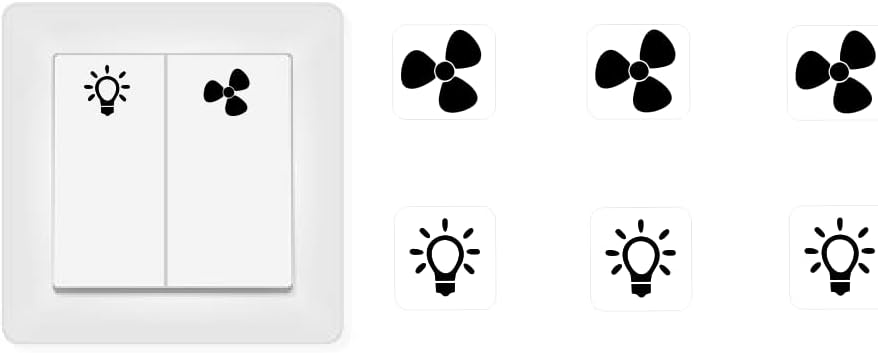 Switch Sticker Set with White Symbols Light Arrows Bell Fan Sticker in ...