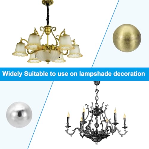 Image of PATIKIL 25mm Ball Lamp Finials Caps Knob, 2 Set Solid Lamp Shade Top Decoration Screw Cap Nuts with Brass Reducing Adapter for Table Lamps Floor Lamps, Silver Tone