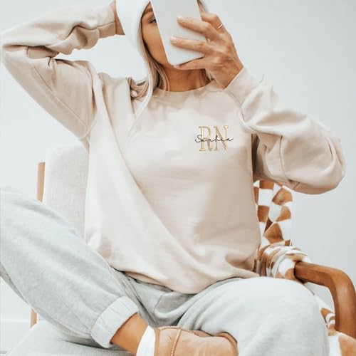 Custom Embroidered Nurse Sweatshirts for Women, Personalized Name and Types of Nurses, ER, RN, NP, L&D..3