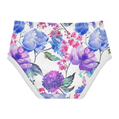 Joisal Toddler Girls Underwear 2t Cotton Cute Panties Girl Stylish Briefs Undies Kids Watercolor Flowers Purple Blue White2
