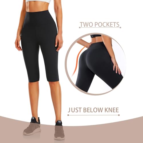 Women's Knee Length Leggings-High Waisted Capri Pants Biker Shorts for Women Yoga Workout Exercise Short Casual Summer2
