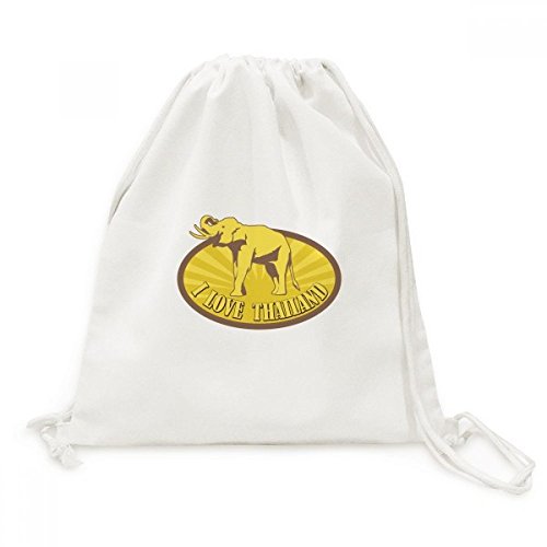 Sac cordon en toile résistant Éléphant Thaïlande avec fermeture rapide