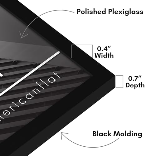 Americanflat 14x14 Picture Frame with Polished Plexiglass - Streamline Collection - Thin Border Square Frame for Wall Display - Hanging Hardware Included - Black