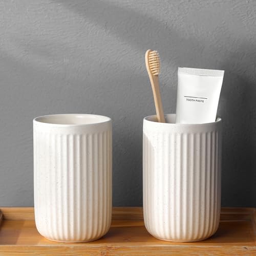 BSDISP Toothbrush Holders - 2 Cup Ceramic Toothbrush Toothpaste Holders