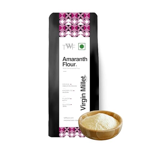 Image of TWF Virgin Amaranth Flour | 5 Kg | Stone Ground Rajgira Atta | Naturally Gluten-Free | Fiber-Rich | Not Pulverised | Ramdana Atta | Rajgira Peeth | Millet Flour | Ideal for Fasting | Vrat | Upvas | Soft Puffed Rotis, Baking & Gut Health