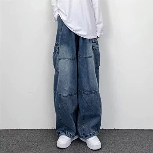 Women's High Waist Denim Pants Y2K Grunge Clothes Wide Leg Cargo Jeans Emo Alternative Clothing Goth Punk Streetwear3