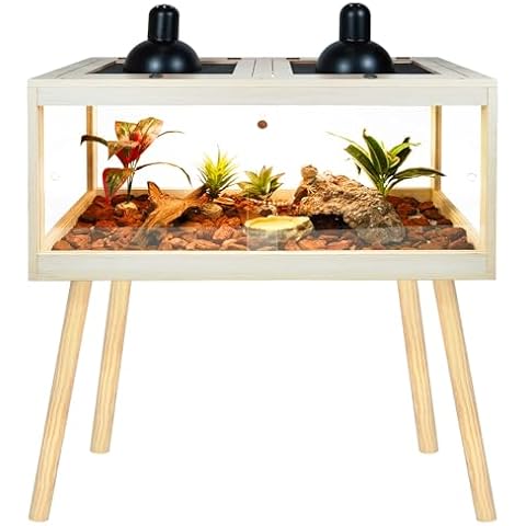 Prolee 77 Gallon Bearded Dragon Tank with Legs, Tortoise Habitat with Metal Mesh Top, Reptile Enclosure Lockable Design, Snake Tank, 48" L x 20" W x 47.6" H Cover