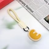 Elechobby Initial Keychain,26 Leather Alphabet Letters keychain For Women Handbag Charm Gift for Sister Besties (Yellow-E)