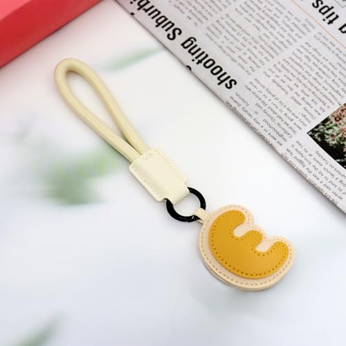 Elechobby Initial Keychain,26 Leather Alphabet Letters keychain For Women Handbag Charm Gift for Sister Besties (Yellow-E)