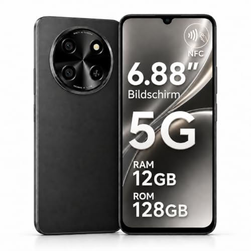 2026 Neu Smartphone 5G, Handy Ohne Vertrag Android 15, 6.88" 120Hz Display, NFC, 12GB+128GB/2TB TF, 5000mAh, Dual SIM, Ultradünn & Leicht, 18W, 16MP + 8MP, Fingerabdruck,Face ID Simlockfreie Handys