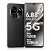 2026 Neu Smartphone 5G, Handy Ohne Vertrag Android 15, 6.88" 120Hz Display, NFC, 12GB+128GB/2TB TF, 5000mAh,Dual SIM,Ultradünn & Leicht,18W,16MP+8MP, Fingerabdruck,Face ID Simlockfreie Handys,Schwarz