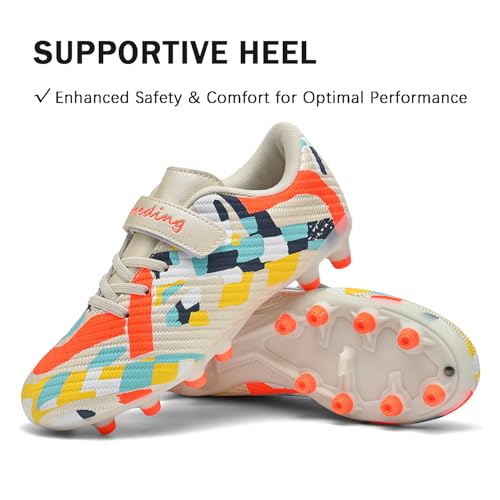 Kids Boys Girls Soccer Cleats Firm Ground - Youth Football Cleats Non-Slip Sole, Lightweight Laceless MG Training Soccer Shoes4