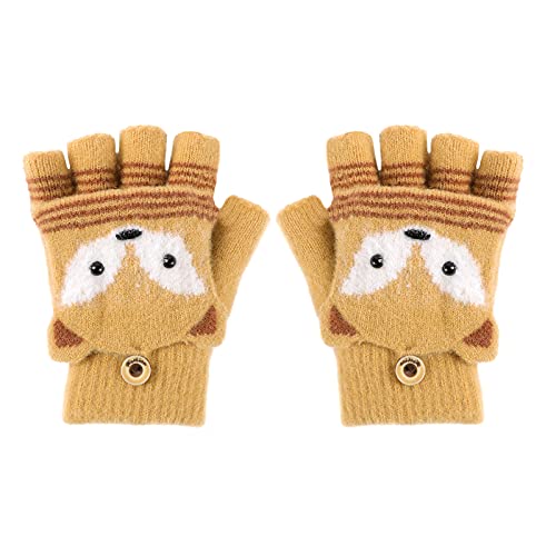 Image of Holiberty Cute Baby Kids Winter Fingerless Gloves Toddler Boys Girls Cartoon Christmas Elk Knit Mittens Warm Snow Gloves 2-8Y