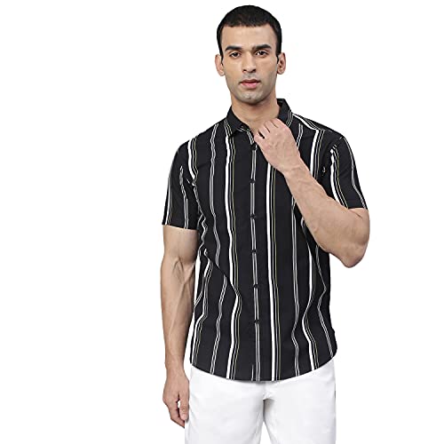Image of Dennis Lingo Men's Vertical Stripes Slim Fit Cotton Casual Shirt