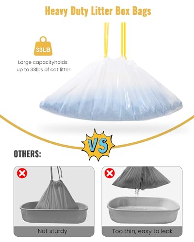 KONE Cat Litter Box Liners, 30 Count Jumbo Extra Durable Large Drawstring Kitty Litter Pan Bags Cat Waste Litter Bags Pet Cat Supplies 36" x 18" - Thumbnail 4