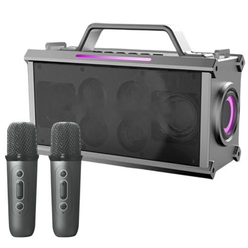 Mcnhbdgg Altavoz Bluetooth Inalámbrico con 2 Micrófonos, Subwoofer Portátil de Alta Potencia para Exteriores con de Karaoke para el Hogar de Alto Volumen.