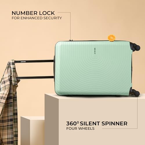 Image of Stony Brook Spinner Wheels by Nasher Miles Crescent Hard-Sided Polypropylene Check-in Luggage Pastel Green 24 Inch |65Cm Trolley Bag