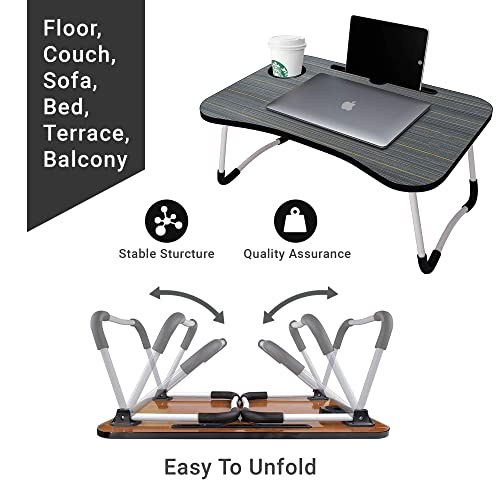 GROSS-Laptop-Bed-Table-Lap-Standing-Desk-for-Bed-and-Sofa-Breakfast-Bed-Tray-Laptop-Lap-Desk-Folding-Coffee-Tray-Notebook-Stand-Reading-Holder-for-Couch-Floor-Kids60-x-40-cm-Black