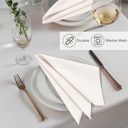 Ruvanti Linen Napkins Set of 12, Linen Cotton Blend 18”x18” - Ivory by RUVANTI - Used condition - Image 6