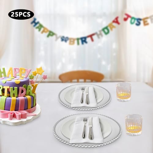 Set 25 platos cargadores transparentes y plateados 13 pulg miniatura 2