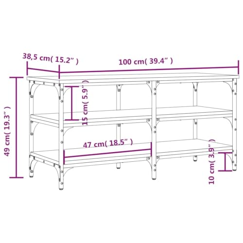 Banc à chaussures aspect chêne de qualité supérieure avec structure robuste en métal - 3