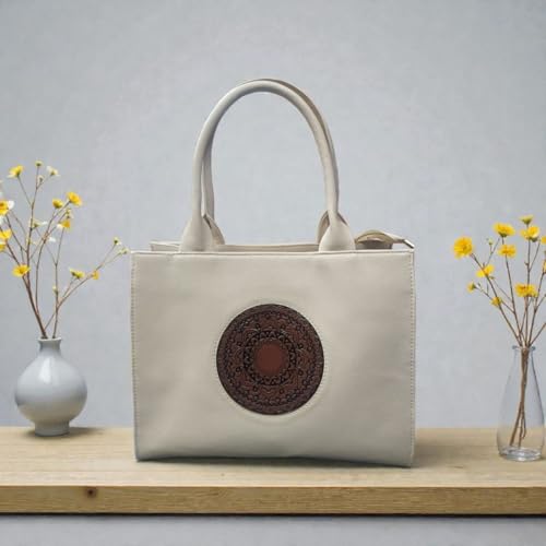 Image of Women's Leather Tote Bag | Structured for Office, Casual, Party & Formal Use | Stylish Shoulder Carry Tote (Black)
