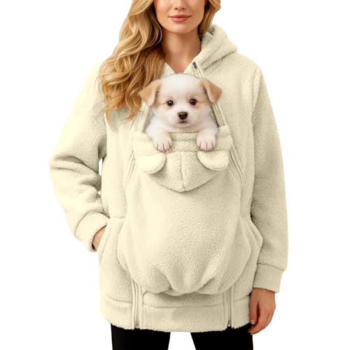 Pulli Mit Hundetasche, Pullover Mit Hundetasche Cat Carrier Hoodie Damen Herren Kapuzenpulli Pet Pouch Hoodies Großer Haustier-Tasche Katzenpullover Kapuzenpullover Katzentasche Pulli Oversize