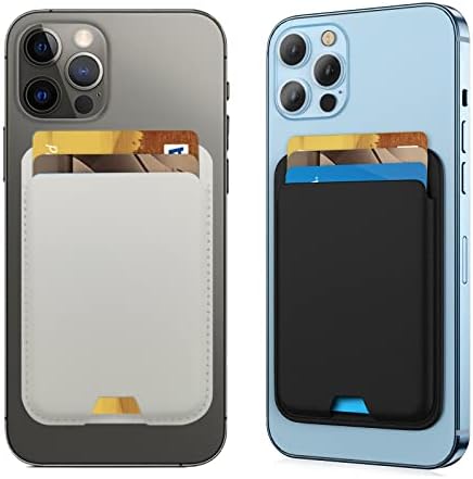 [2 Pack] Magnetic Wallet Card Holder Compatible with Apple MagSafe Wallet for iPhone 14 Pro Max/14 Pro/14/14 Plus, Mag Safe Wallet for iPhone 13 Pro Max/13 Pro/13/13 Mini/iPhone 12 Series, Black&White