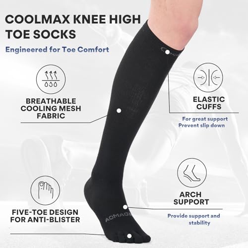 Compression Toe Socks Knee High Coolmax Hiking Socks Graduated Support for Running,Travel,Flight2