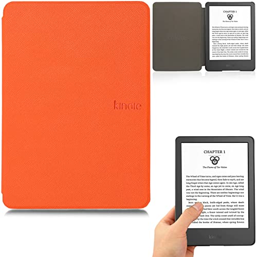 Case for All-New Kindle 2022 Release, Lightweight Slim Durable Premium PU Leather Folio Cover with Auto Sleep Wake Function Case for All-New Kindle (6" 11th Generation 2022 Release), Orange