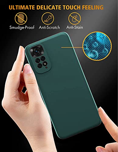 Image of LOXXO Microfiber Candy Case Compatible for Xiaomi Redmi Note 11 Pro Plus 5G Shockproof Slim Back Cover Liquid Silicone Bumper Camera Protective Phone Cover (Forest Green)