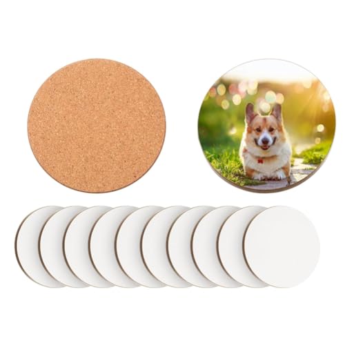 Buhdjfnke 12 Posavasos de Sublimación, Posavasos de Tablero Duro de 4 X 4 Pulgadas, Posavasos en de Corcho y MDF, Posavasos de Sublimación para Coche
