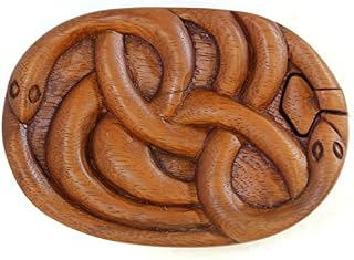 Brave Wings Hand Carved Wooden Small Storage Box ~ Celtic Viking Snake ~ OOAK Sculpture Figurine Statue Unique Table Decoration Home Decor Gift for Christmas and Birthdays ~ 4221